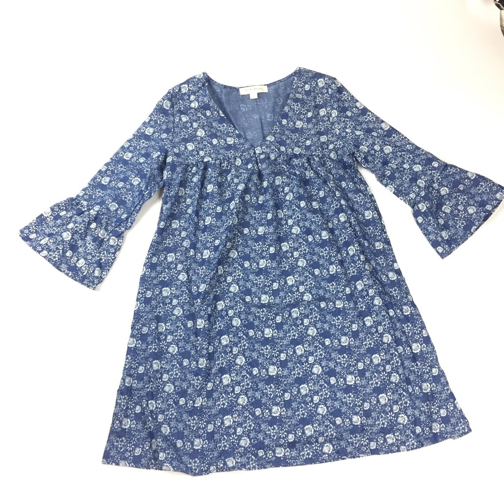 Painted threads blue babydoll short dress